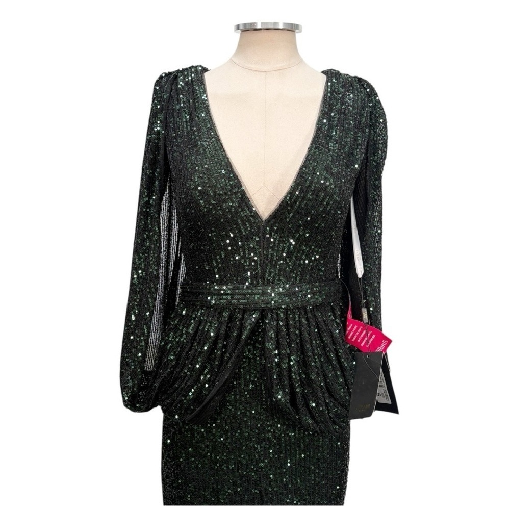NEW Terani Couture Sequin V neck  Cape Sleeve Long Formal Maxi Gown Size 6 - Picture 7 of 12